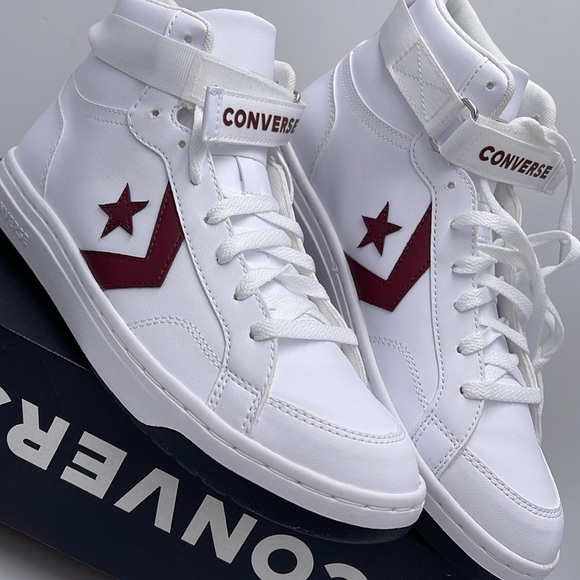 Converse Men’s PRO BLAZE V2 MID WHITE/CHERRY DAZE/WHITE A06627C Sneakers - Picture 7 of 16